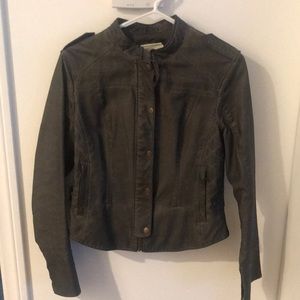 Forrest green leather bomber jacket